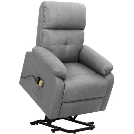 YOUTHUP Fauteuil De Massage Inclinable Gris Clair Tissu - Gris 3 YOUTHUP Fauteuil De Massage Inclinable Gris Clair Tissu - Gris