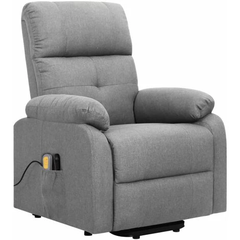 YOUTHUP Fauteuil De Massage Inclinable Gris Clair Tissu - Gris 4 YOUTHUP Fauteuil De Massage Inclinable Gris Clair Tissu - Gris – Image 2