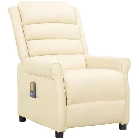 YOUTHUP Fauteuil De Massage Inclinable Crème Similicuir - Crème 3 YOUTHUP Fauteuil De Massage Inclinable Crème Similicuir - Crème