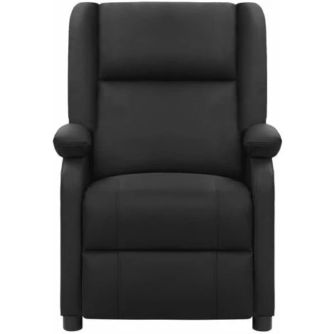 YOUTHUP Fauteuil Inclinable Noir Cuir Véritable - Noir 4 YOUTHUP Fauteuil Inclinable Noir Cuir Véritable - Noir â Image 2