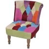LITZEE Chaise En Style Français Avec Design De Patchwork Tissu #