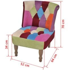 LITZEE Chaise En Style Français Avec Design De Patchwork Tissu # -Pas Cher Fauteuil Magasin 53765216 5
