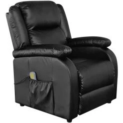 LITZEE Fauteuil De Massage Noir Similicuir #