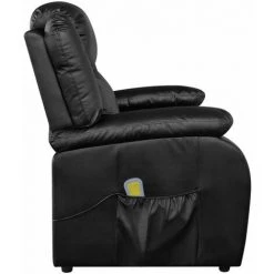 LITZEE Fauteuil De Massage Noir Similicuir # -Pas Cher Fauteuil Magasin 53765399 4