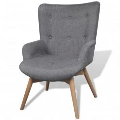 LITZEE Fauteuil Avec Repose-pied Gris Tissu # -Pas Cher Fauteuil Magasin 53765876 3