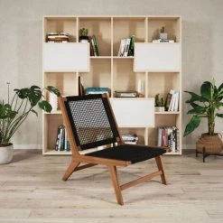 BAïTA Fauteuil Lounge PIPER En Corde Noire Structure En Bois Acacia - Noir -Pas Cher Fauteuil Magasin 53818781 3