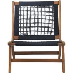 BAïTA Fauteuil Lounge PIPER En Corde Noire Structure En Bois Acacia - Noir -Pas Cher Fauteuil Magasin 53818781 4