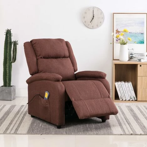LITZEE Fauteuil De Massage Marron Tissu # 4 LITZEE Fauteuil De Massage Marron Tissu # – Image 2