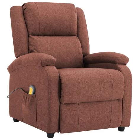 LITZEE Fauteuil De Massage Marron Tissu # 5 LITZEE Fauteuil De Massage Marron Tissu # – Image 3