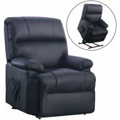 SVITA Fauteuil De Massage Fauteuil Relax Chauffage Massage Relève-personne Noir TV