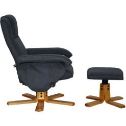 SVITA Charles Fauteuil Relax Tabouret Fauteuil Gris Foncé Fauteuil TV Pivotant Polyester Bois -Pas Cher Fauteuil Magasin 53853249 3