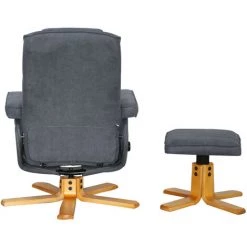 SVITA Charles Fauteuil Relax Tabouret Fauteuil Gris Foncé Fauteuil TV Pivotant Polyester Bois -Pas Cher Fauteuil Magasin 53853249 4