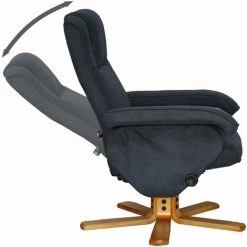 SVITA Charles Fauteuil Relax Tabouret Fauteuil Gris Foncé Fauteuil TV Pivotant Polyester Bois -Pas Cher Fauteuil Magasin 53853249 5