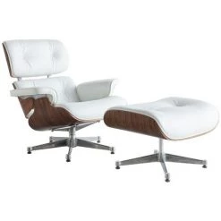 FURNMOD DESIGN YOUR SPACE Fauteuil James Lounge Chair Special Edition En Cuir Pleine Fleur Et Bois De Noyer | Blanc - Blanc -Pas Cher Fauteuil Magasin 53948531 5