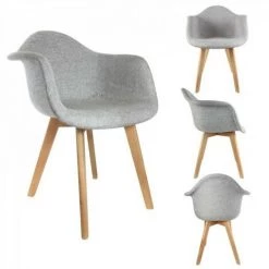 JARDIRICODECO Fauteuil Scandinave Tissu Gris