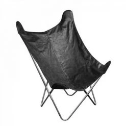 JARDIRICODECO Fauteuil Papillon Suedine Noir Silver -Pas Cher Fauteuil Magasin 53957988 3
