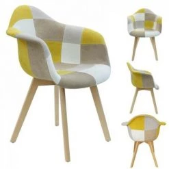 JARDIRICODECO Fauteuil Patchwork Jaune
