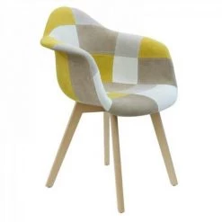 JARDIRICODECO Fauteuil Patchwork Jaune -Pas Cher Fauteuil Magasin 53958230 3