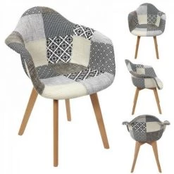 JARDIRICODECO Fauteuil Patchwork Gris
