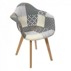 JARDIRICODECO Fauteuil Patchwork Gris -Pas Cher Fauteuil Magasin 53958512 3