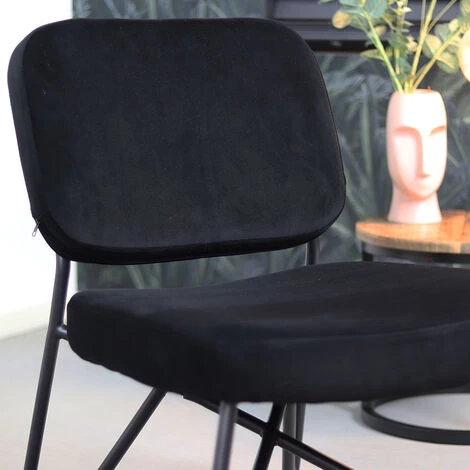 DIMEHOUSE Julia Fauteuil Industriel Noir Velours - Noir 7 DIMEHOUSE Julia Fauteuil Industriel Noir Velours - Noir – Image 5