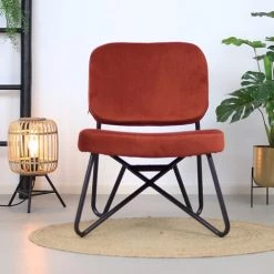 DIMEHOUSE Julia Fauteuil Industriel Cuivre Velours - Marron, Orange 8 DIMEHOUSE Julia Fauteuil Industriel Cuivre Velours - Marron, Orange -Pas Cher Fauteuil Magasin 53989413 2