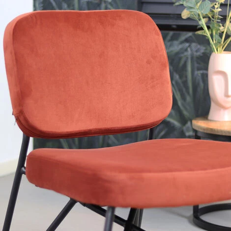 DIMEHOUSE Julia Fauteuil Industriel Cuivre Velours - Marron, Orange 7 DIMEHOUSE Julia Fauteuil Industriel Cuivre Velours - Marron, Orange – Image 5