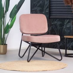 DIMEHOUSE Julia Fauteuil Industriel Rose Velours - Rose -Pas Cher Fauteuil Magasin 53989718 4