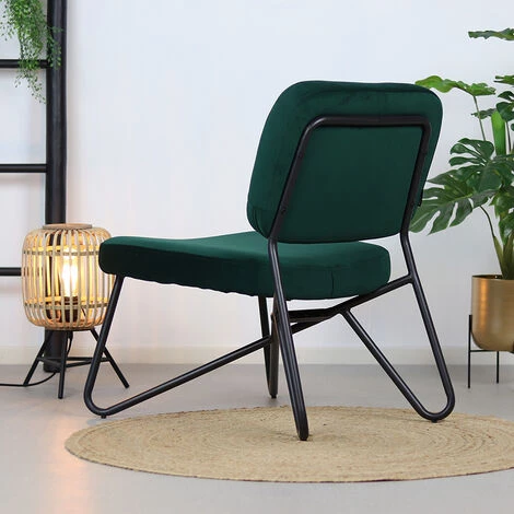 DIMEHOUSE Julia Fauteuil Industriel Vert Velours - Vert 5 DIMEHOUSE Julia Fauteuil Industriel Vert Velours - Vert â Image 3