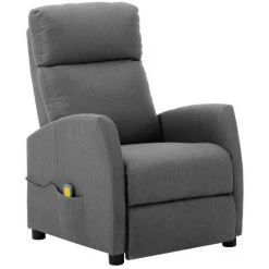 Hommoo Fauteuil De Massage Inclinable Gris Clair Tissu