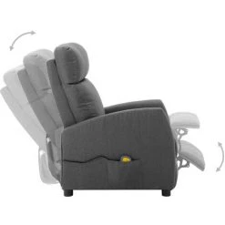 Hommoo Fauteuil De Massage Inclinable Gris Clair Tissu -Pas Cher Fauteuil Magasin 54056887 4