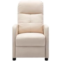 Hommoo Fauteuil Inclinable De Massage Creme Tissu -Pas Cher Fauteuil Magasin 54056889 4