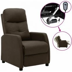 Hommoo Fauteuil Inclinable Electrique Marron Tissu