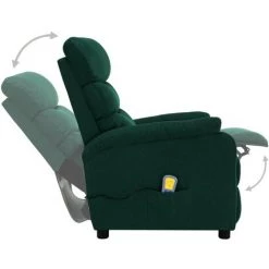 Hommoo Fauteuil Inclinable Electrique De Massage Vert Fonce Tissu -Pas Cher Fauteuil Magasin 54057399 3