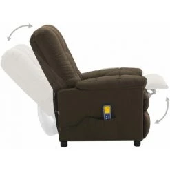 Hommoo Fauteuil De Massage Inclinable Electrique Marron Tissu -Pas Cher Fauteuil Magasin 54057405 3