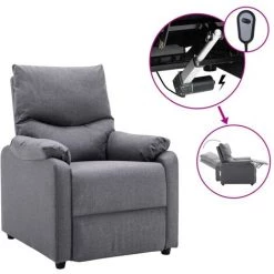 Hommoo Fauteuil TV Inclinable Electrique Gris Clair Tissu 8 Hommoo Fauteuil TV Inclinable Electrique Gris Clair Tissu -Pas Cher Fauteuil Magasin 54057412 2