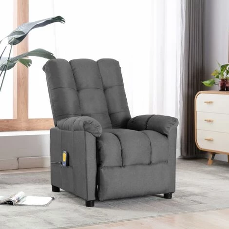 Hommoo Fauteuil Inclinable De Massage Gris Clair Tissu 3 Hommoo Fauteuil Inclinable De Massage Gris Clair Tissu