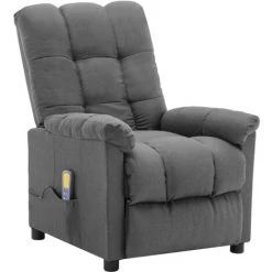Hommoo Fauteuil Inclinable De Massage Gris Clair Tissu 8 Hommoo Fauteuil Inclinable De Massage Gris Clair Tissu -Pas Cher Fauteuil Magasin 54057964 2