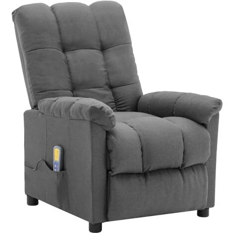 Hommoo Fauteuil Inclinable De Massage Gris Clair Tissu 4 Hommoo Fauteuil Inclinable De Massage Gris Clair Tissu – Image 2