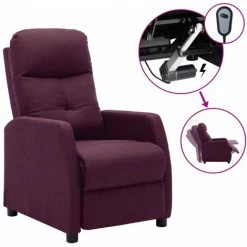 Hommoo Fauteuil Inclinable Electrique Violet Tissu