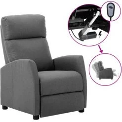 Hommoo Fauteuil Inclinable Electrique Gris Clair Tissu
