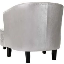 Hommoo Fauteuil Avec Repose-pied Argente Similicuir -Pas Cher Fauteuil Magasin 54058974 5