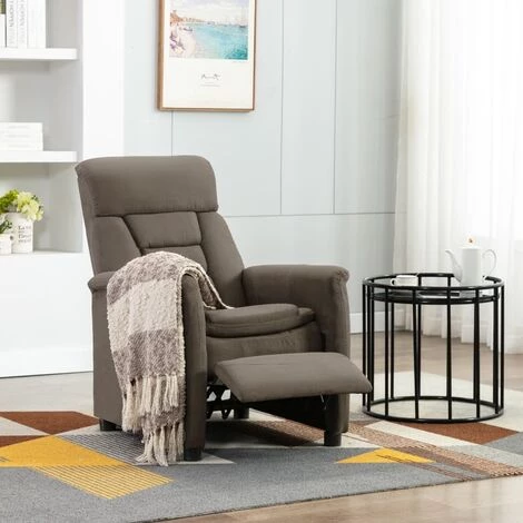 Hommoo Fauteuil Inclinable De Massage Taupe Similicuir Daim 3 Hommoo Fauteuil Inclinable De Massage Taupe Similicuir Daim
