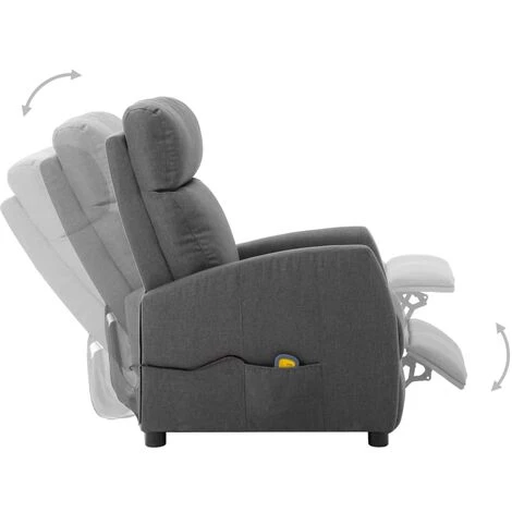 Hommoo Fauteuil De Massage Inclinable Electrique Gris Clair Tissu 5 Hommoo Fauteuil De Massage Inclinable Electrique Gris Clair Tissu – Image 3