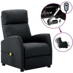 Hommoo Fauteuil De Massage Inclinable Electrique Gris Fonce Tissu