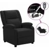 Hommoo Fauteuil TV Electrique Noir Similicuir -Pas Cher Fauteuil Magasin 54060436 1