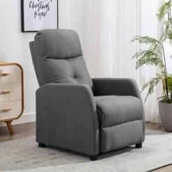 Hommoo Fauteuil Inclinable Gris Clair Tissu