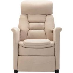 Hommoo Fauteuil Inclinable De Massage Creme Similicuir Daim -Pas Cher Fauteuil Magasin 54061385 4