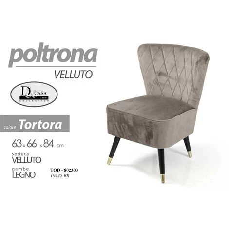 ARGONAUTA Fauteuil De Chambre Taupe En Velours Cm 63 X 66 X 84 H 3 ARGONAUTA Fauteuil De Chambre Taupe En Velours Cm 63 X 66 X 84 H