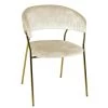 WEBMARKETPOINT Fauteuil En Velours Brendeburg Crème -Pas Cher Fauteuil Magasin 54071698 1